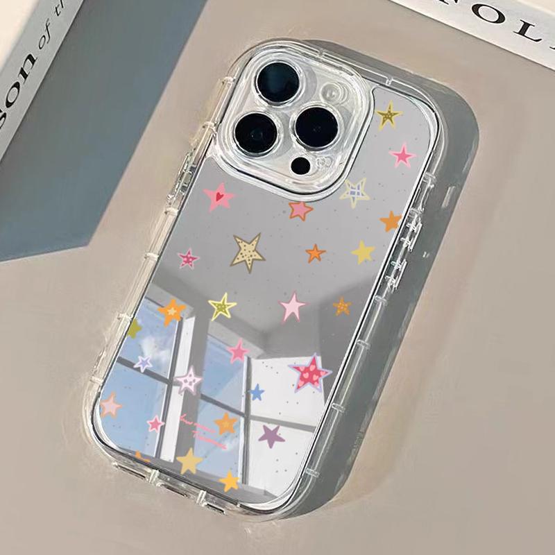 Fashion Colorful Star Pattern Phone Case For iPhone 17 Pro 16 15 14 13 12 11 Pro Max 7 8 Plus XR X XS 16E Luxury Mirror Cover