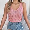 Damen T-Shirt mit V-Ausschnitt, ärmellos, Streifenmuster, für Damen, T-Shirt, Street-Strickmode