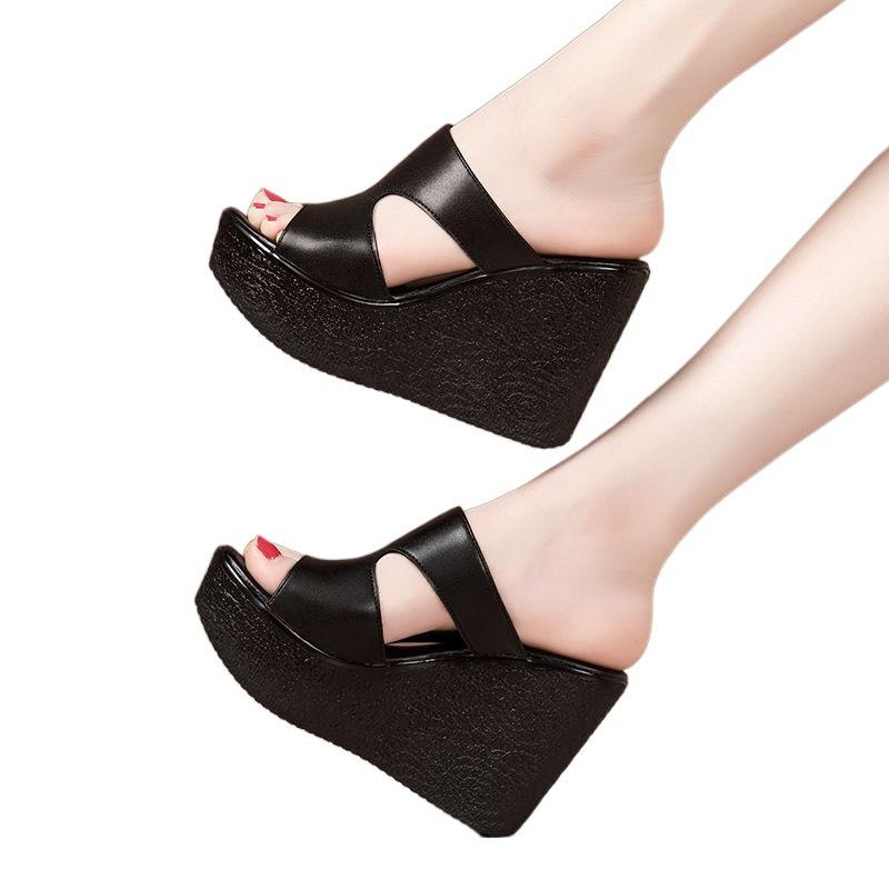 Fashion Super High Women's Cool Slippers Summer New Muffin Thick Bottom Waterproof Table Fashionable Outer Wear Non-slip Slippers