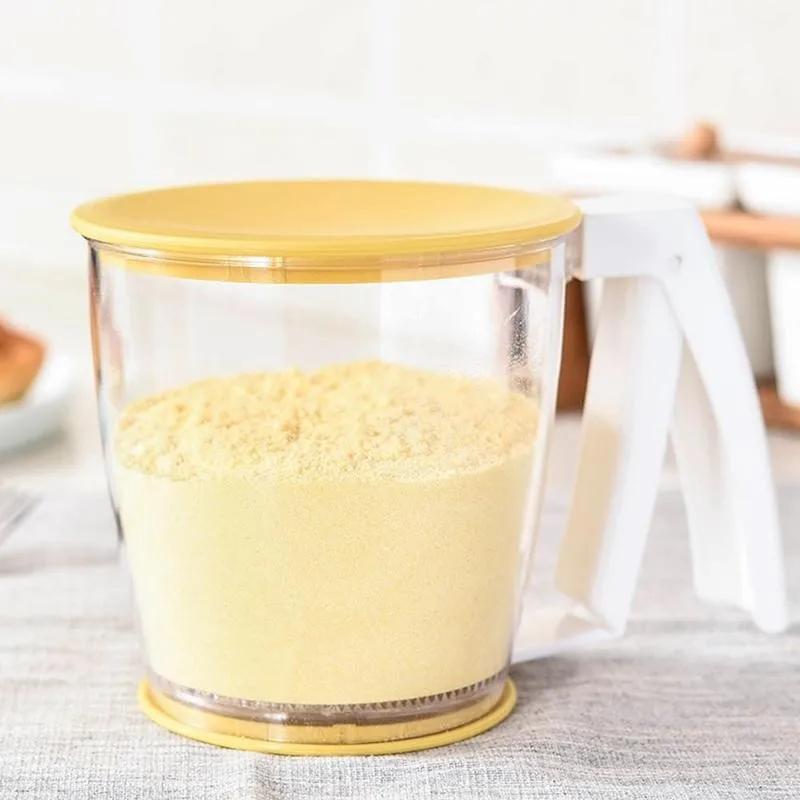 Creative Cup Flour Sifter Strainer Plastic Fine Sugar Powder Flour Sieve Filter with Lid Kitchen Baking Pastry Tools