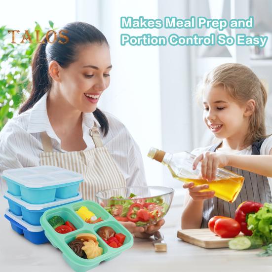 

4 шт. ланч-бокса, штабелируемые контейнеры для закусок Bento с герметичными многоразовыми разделенными коробками для еды для школы, работы, путешествий 1 Set