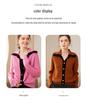Women's Cashmere Knit Color-Block Polo Cardigan with Split Cuffs and Long Sleeves