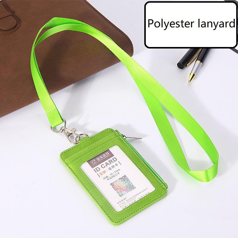 

PU Leather ID Badge Holder with Zipper Porte Bus Pass Case Cover Slip Men Women s Bank Credit Card Holder with Polyester Lanyard