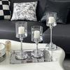 Detachable Metal Glass Candle Holders Transparent Luxury European Style Candlestick Anti-slip Table Ornaments
