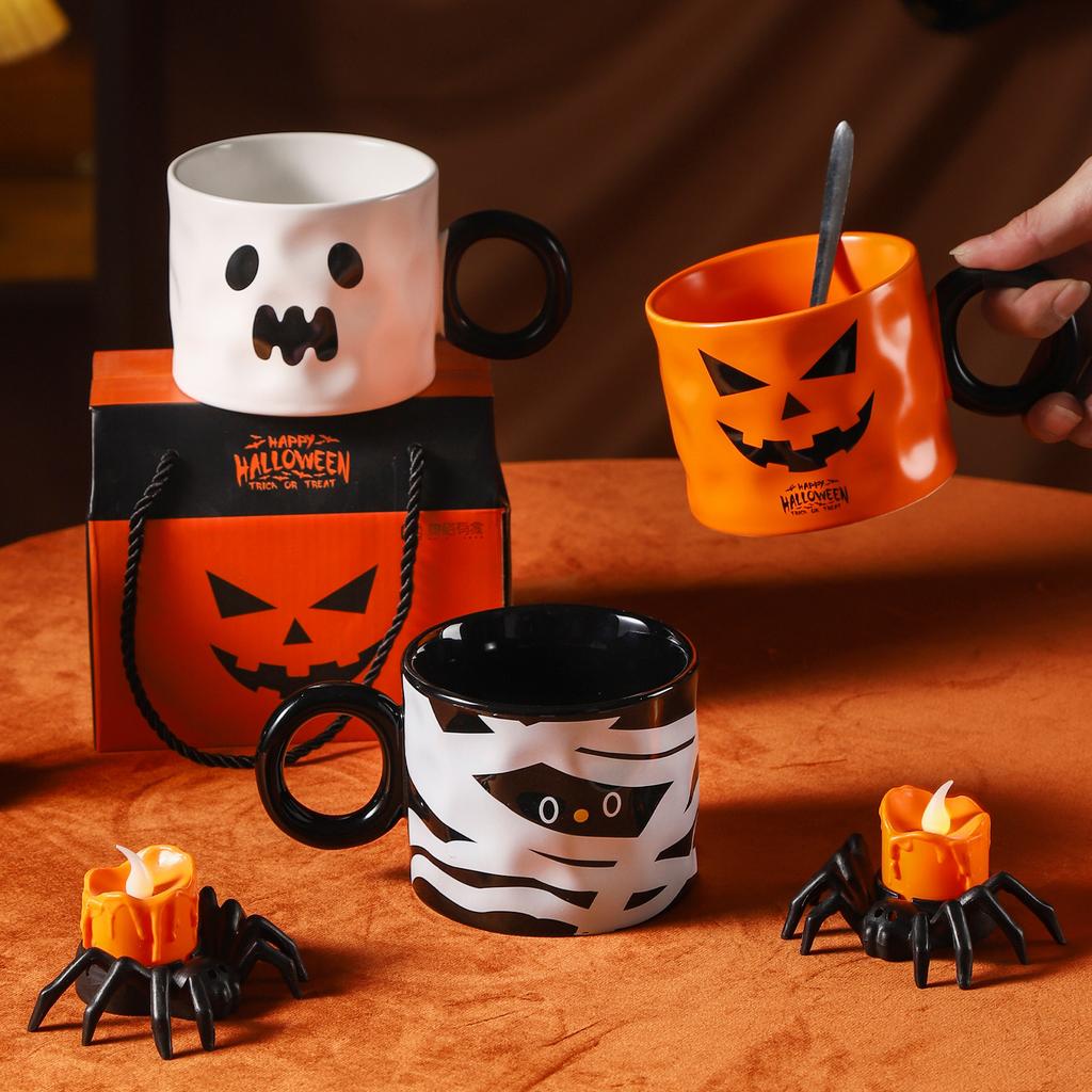 Halloweenský hrnek mumie keramický Halloweenský dárek Vysoce vypadající hrnek Suvenýr Hrnky na vodu Dárková sada