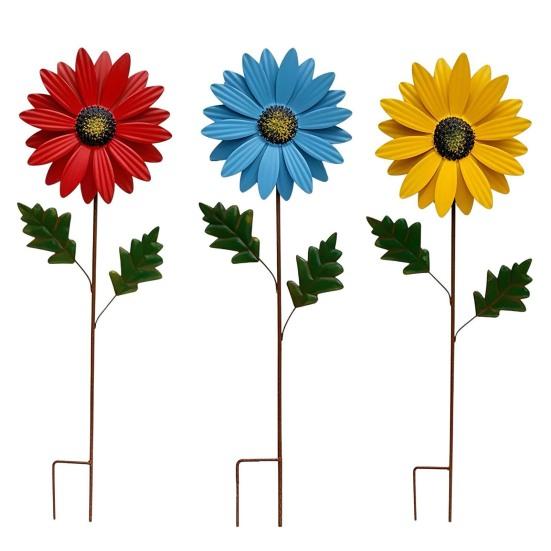 Metal Sunflower Garden Stake Decorative Iron Sunflower Stake Outdoor Flower Yard Art Stake for Patio Lawn Pathway Flower Bed Decor