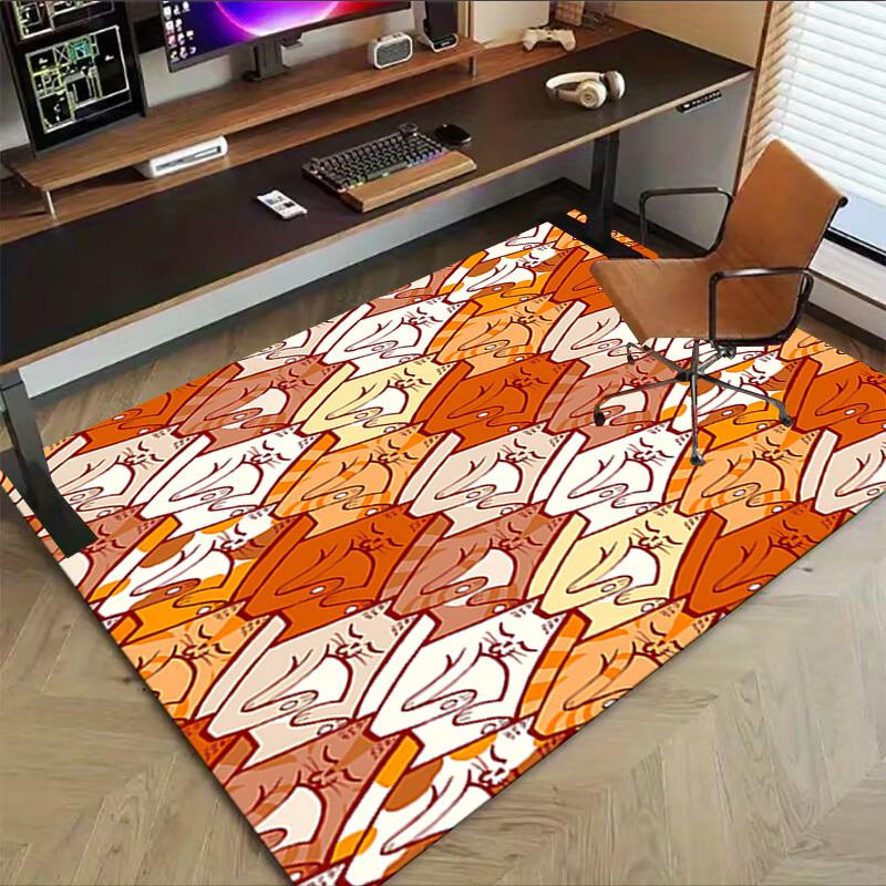 1PC Cat Pattern Non-Slip Floor Carpet Compatible for Office&Living Room&Dining Room - Flat-Weave Machine- Soft & Pattern-E307