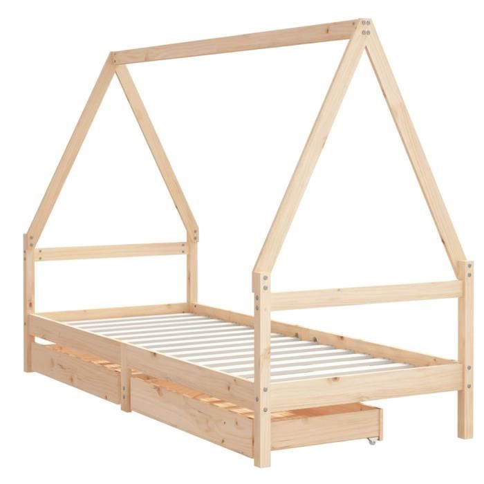 VidaXL Children's Bed Frame with Drawers 90x200 Cm Solid Pine Wood 834468