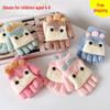 Children's Cute Cartoon Bird Half-Finger Flip-Top Winter Gloves for Boys and Girls.