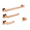 Brushed Rose Gold 304 Stainless Steel Bathroom Set: Towel Rack, Towel Ring, Paper Towel Holder, Hook.