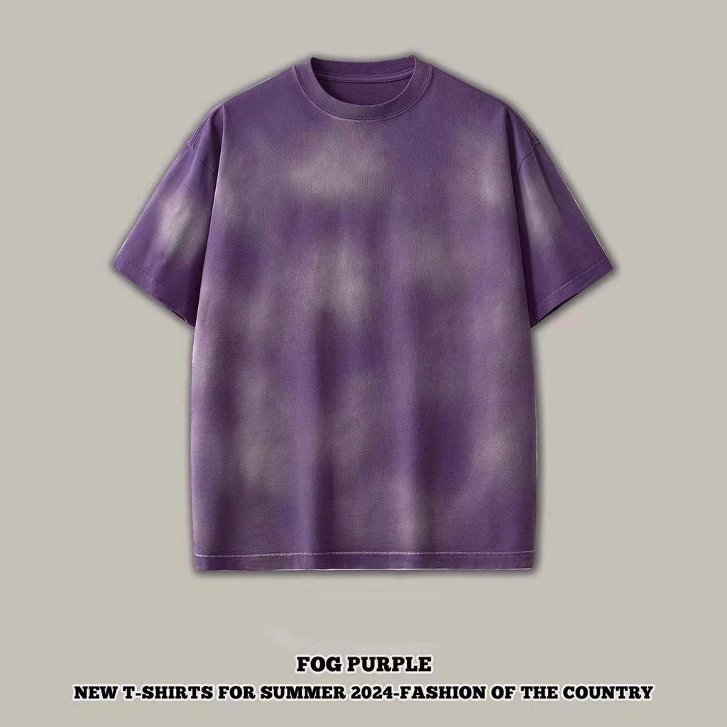 Streetwear Enfärgad Dopaminserien Unisex T-shirt Bomull Tvättad T-shirt Unisex Toppar Tees Sommar Kortärmad T-shirt