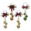 Christmas Bell Decoration 17.7" Hanging Jingle Bells with Plaid Bow Pine Needles Red Berries Rustic Holiday for Door