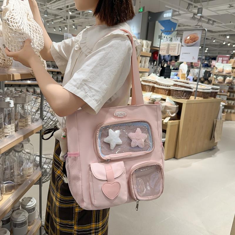 Student Commuter Shoulder Bag Girls Color Block Handbag Crossbody Bag