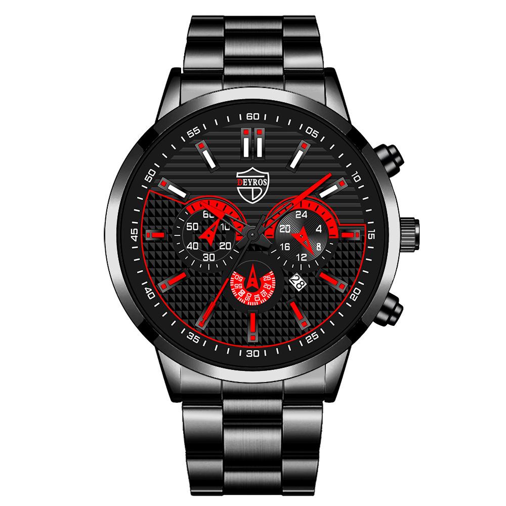 Trendy Men'S Watch Student Quartz Watch Stainless Steel Watch Calendar
