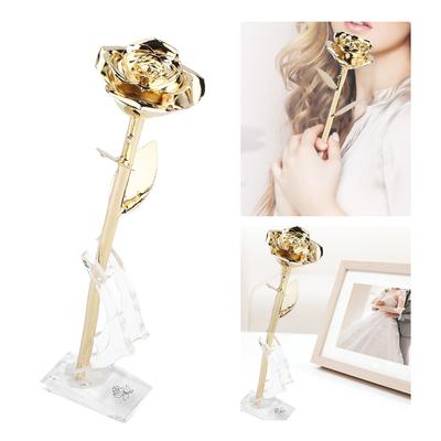 24K Gold‑Plated Real Rose Valentine's Day Golden Rose with Base Gift Decoration for Girlfriend