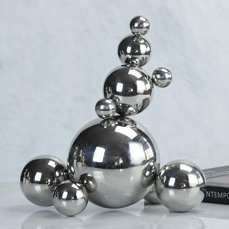

Nordic Modern Simple Light Luxury Round Ball Stacked Decorations Model Room Sales Office Living Room Creative Flocking Decorative Decorations