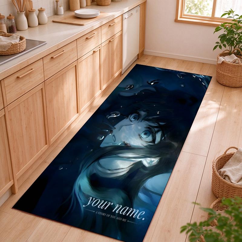 Muichirou Customizable name kitchen floor mat easy to clean and wipe down Suitable for kitchens living rooms and entryways—a perfec
