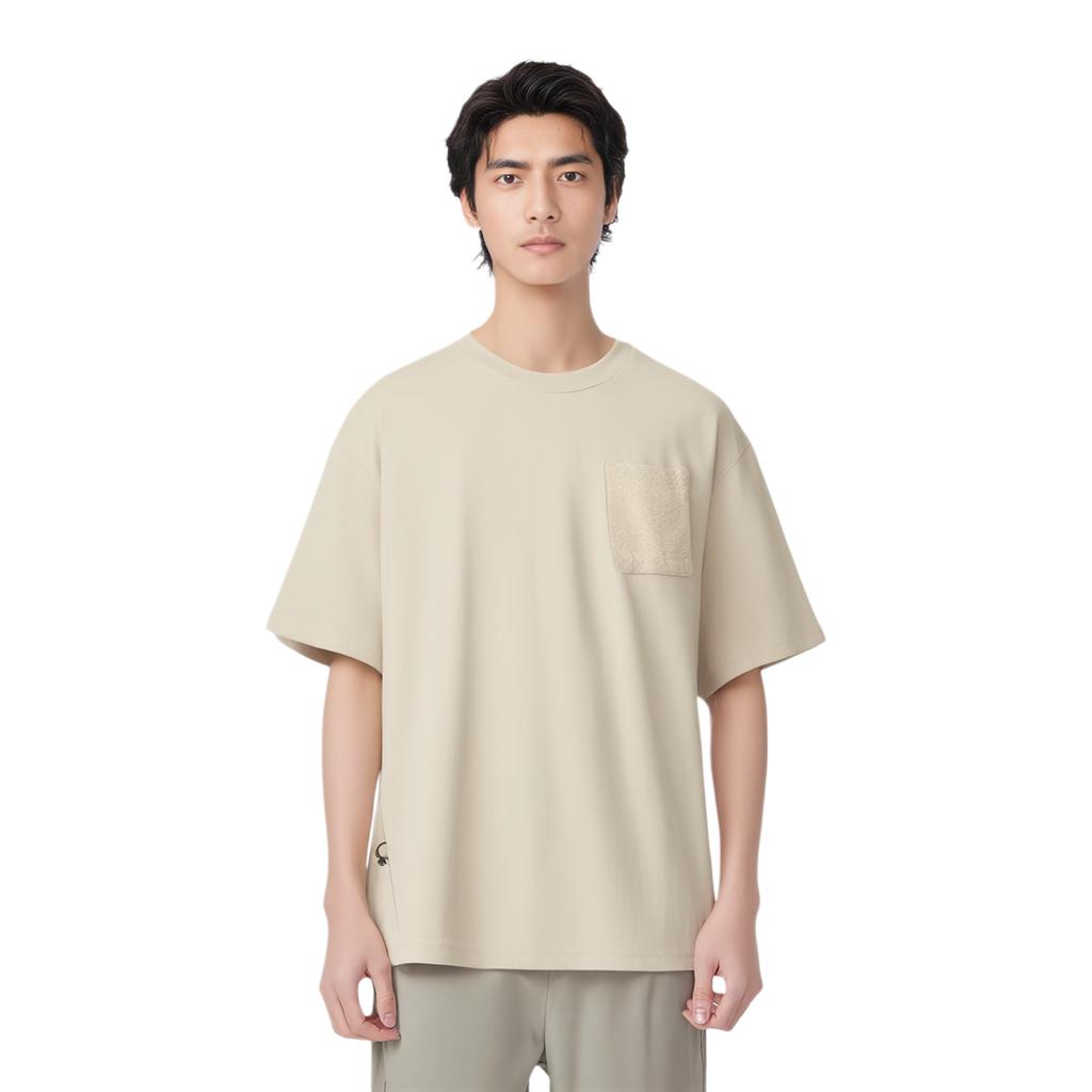 Li-Ning Minimalist Loose Round Neck Short Sleeve T-Shirt Unisex Tops Coastal-Gray AHSU985-2