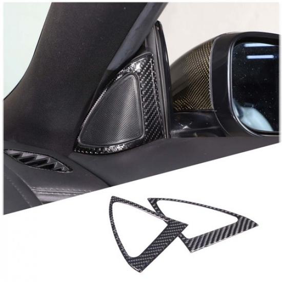 2PCS Soft Carbon Fiber A-pillar Speaker Frame Trim For Jaguar F-TYPE 2013-
