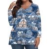 Women's Fashionable Casual Long Sleeved Plus Size  Print Top Plus Size Floral Print Top