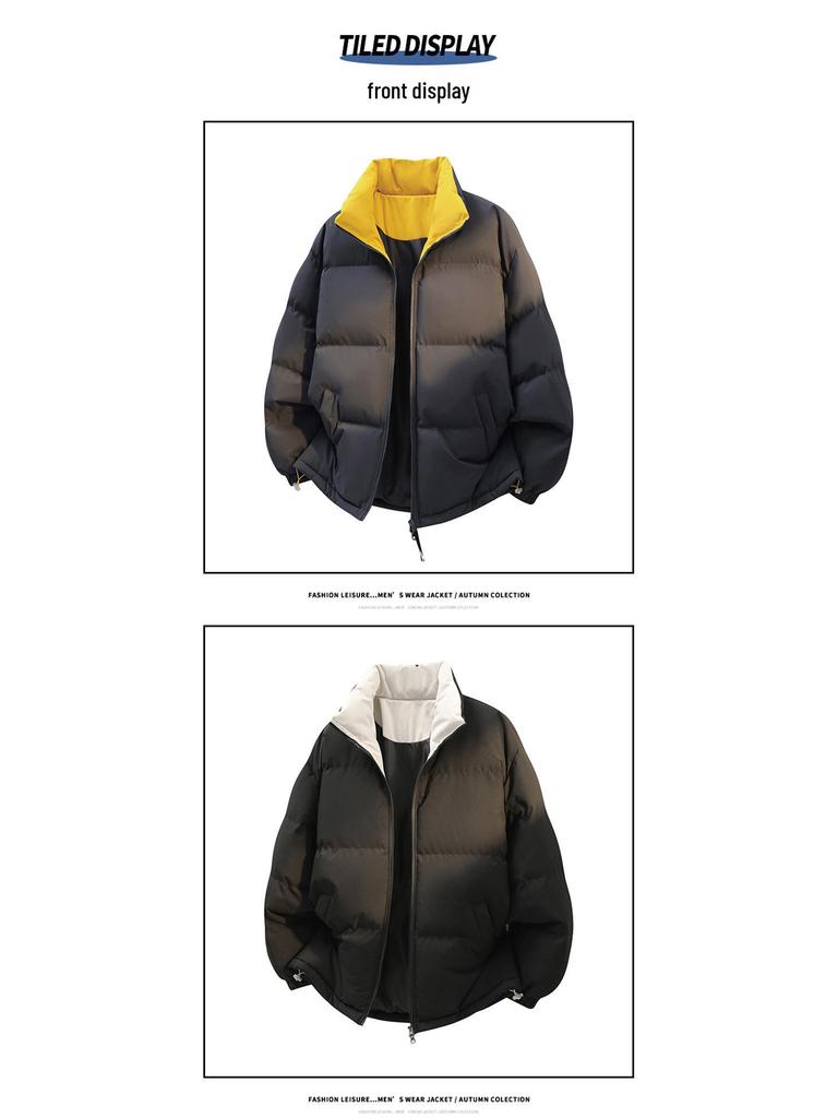 2025 Winter Unisex Trendy Color Block Stand Collar Puffer Jacket for Teens & Couples
