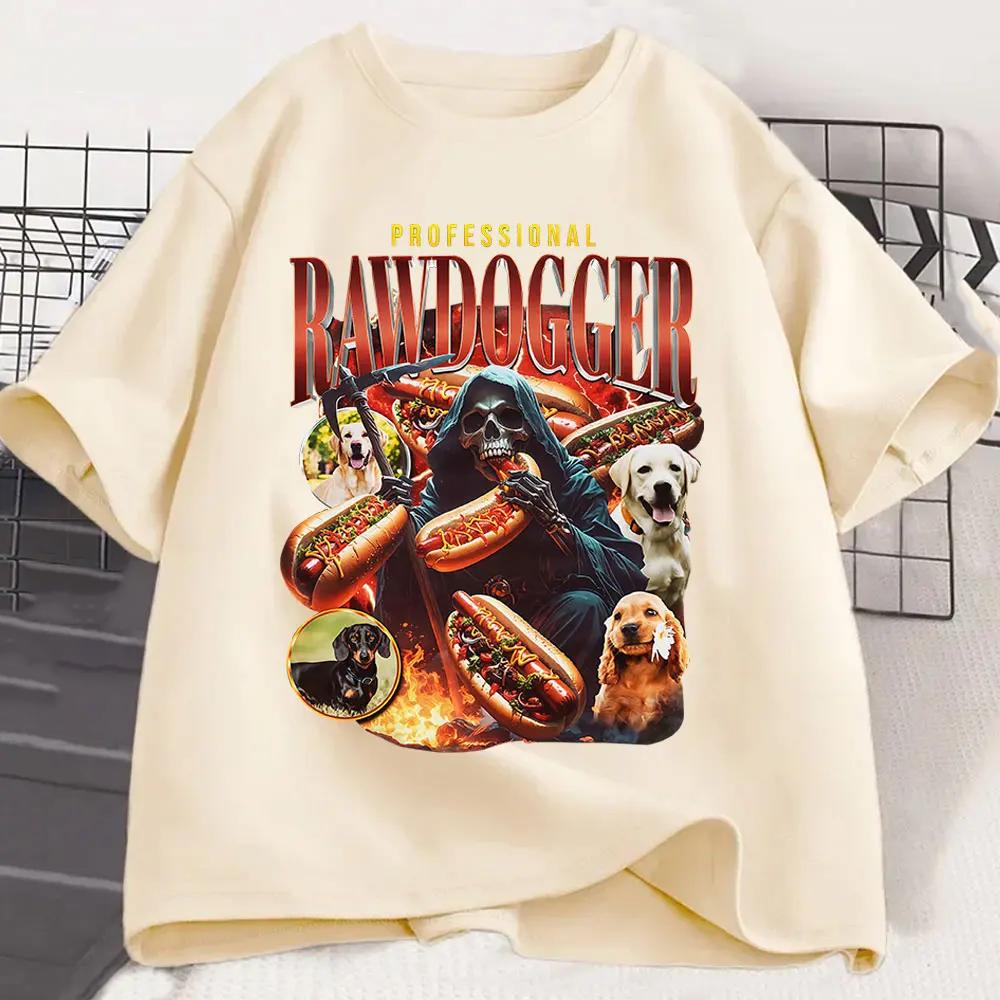 Professional Rawdogger Funny Meme Hot Dog Skeleton Graphic T Shirt Gothic Women Short Sleeve Tshirt Tops Aesthetic Clothes