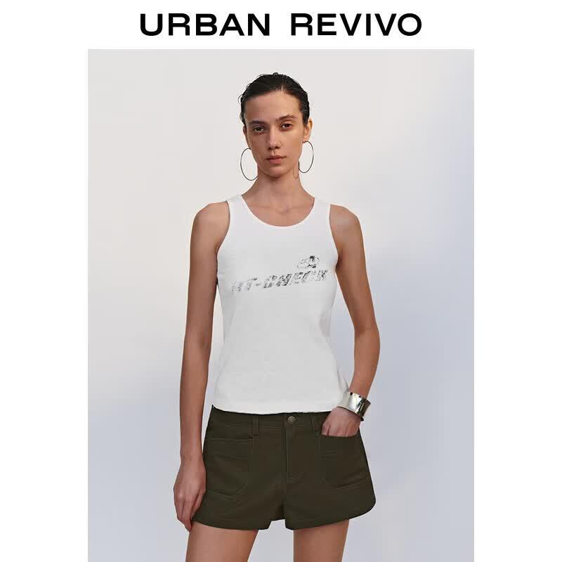 UR 2025 Autumn Women s Colorblock Print Round Neck Vest XS