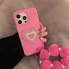 Korean Colorful Polka Dots Love Heart Phone Case For iPhone 17 16 15 13 14 11 12 Pro Max With Bracelet Shockproof Soft Cover