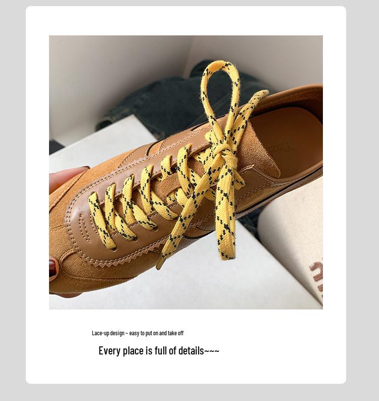 Retro německé tréninkové boty inspirované Su Yinyin: 2025 Prodyšné dámské kožené sportovní tenisky