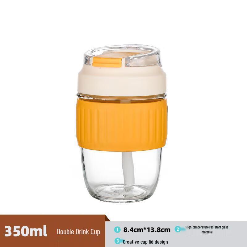 Glass Water Bottle with Dual-Drink Straw Lid