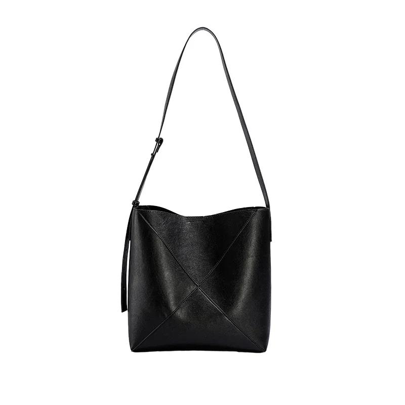 

Большая вместительная сумка-ведро из мягкой кожи в стиле ретро, новая ленивая сумка в стиле кэжуал, высококачественная сумка на одно плечо подмышкой