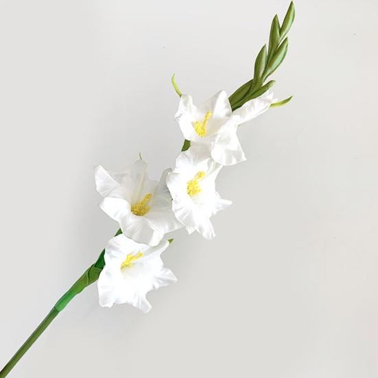 Künstliche Gladiolenblumen 22" Real Touch Blume mit langem Stiel 4 volle Blüten und 1 Knospe Gefälschte Orchidee für Vase