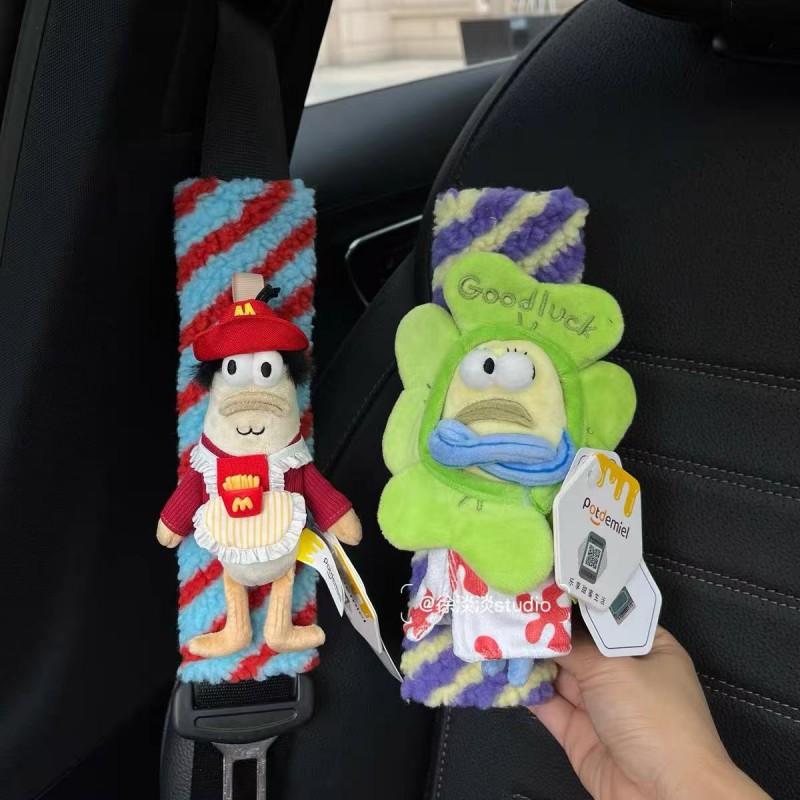 SpongeBob SquarePants Plush Car Seat Belt Shoulder Pad Cover - Soft Cartoon Vehicle Interior Accessory Kids Adults
