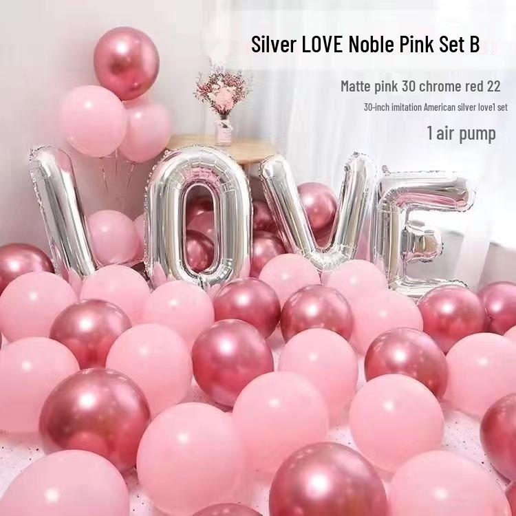 Honeymoon Room Wedding Scene Decor Set: Love Letter Balloons & Transparent Boxes