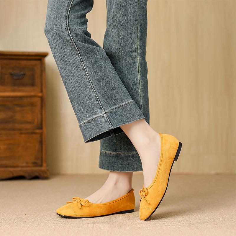 Y791-1 French 2025 Summer Bow Soft-soled Ballet Shoes Versatile Square Head Thick Heel Single Shoes Mary Jane Shoes Women