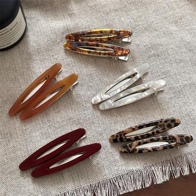 2Pcs/set Acetate Hair Clips Hollow Out Oval Bangs Duckbill Clips Geometric Barrettes Side Hairpins Women Girls Hair Accessories