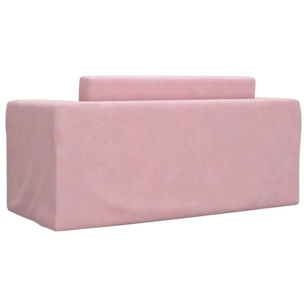 Kids Sleeper Sofa 2 Seater Pink Soft Plush