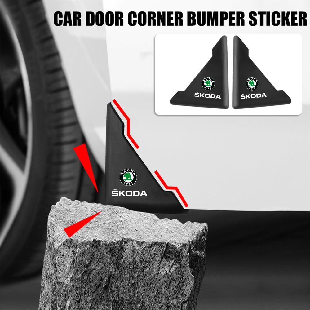 Czftb8 2pcs Car Door Corner Cover Anti-Scratch Silicone Protector Accessories For Skoda Octavia 3 2 A5 Superb 3 Fabia 2 A7 Rapid Kodiaq