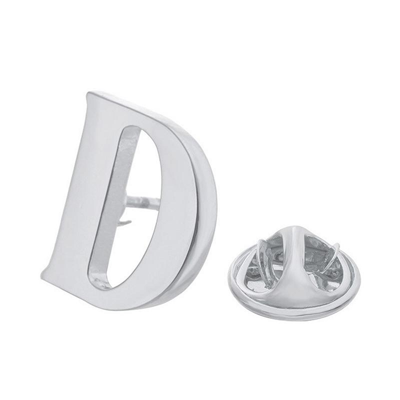 High Quality Classic Style Silver Letter A-Z Metal Brooch Women Men'S Lapel Pin Women'S Hat Scarf Backpack Badge Jewellery