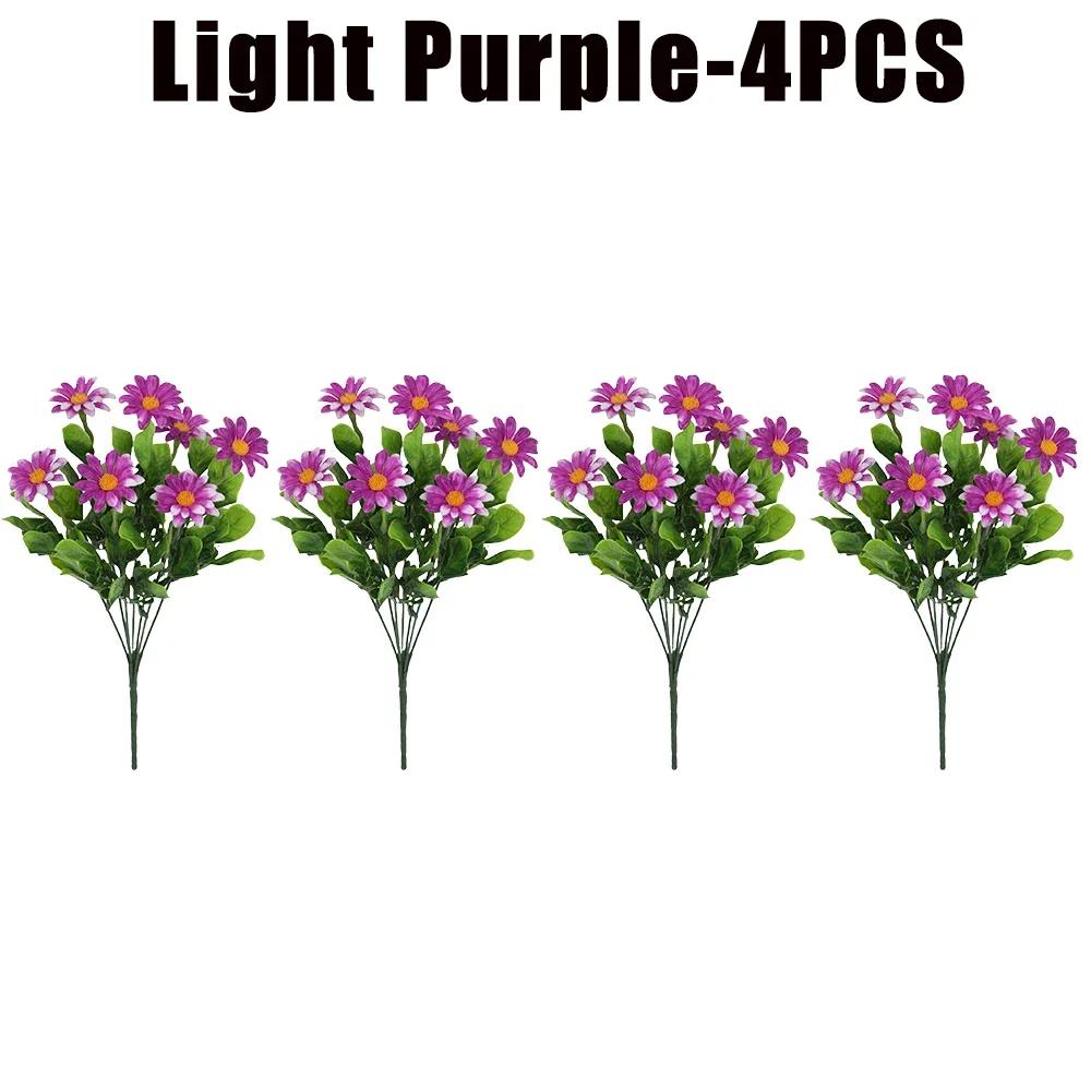 2/4/8Pcs Simulation Chrysanthemum Daisy Artificial Flowers Plastic Decorative Plants For Outdoor Garden Home Decoration