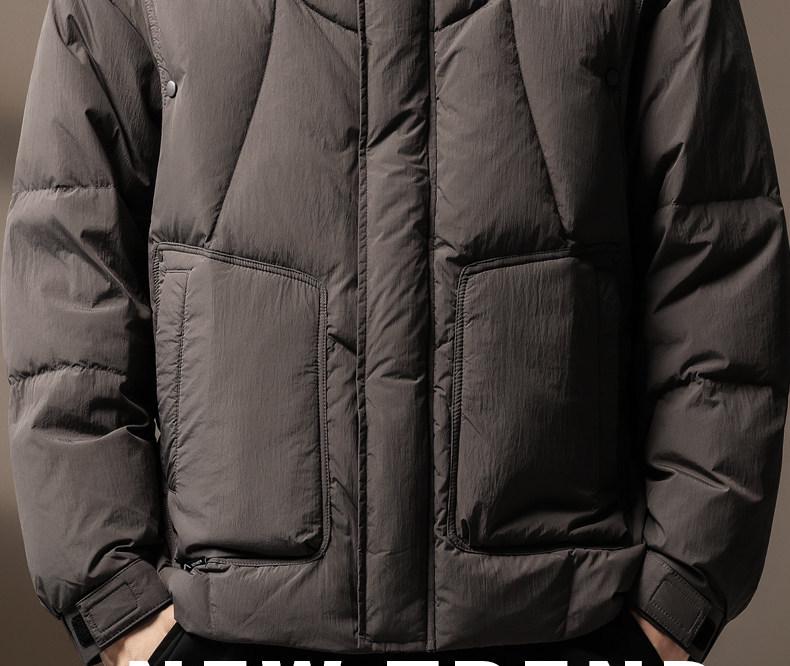 Men's High-End Lightweight 90% White Duck Down Puffer Jacket with Hood - Winter Warmth and Cold Protection