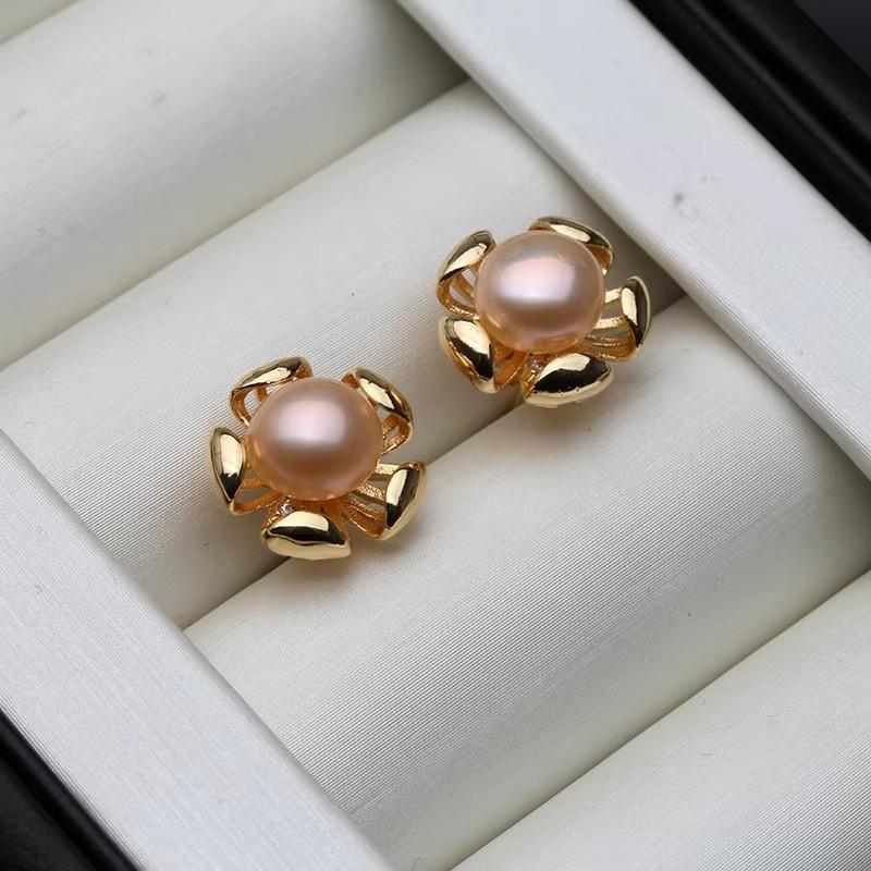

Real Origina Cultured Freshwater Natural Pearl Earring 925 Silver,Small Earrings with White Pearls Wife Mother Birthday Black