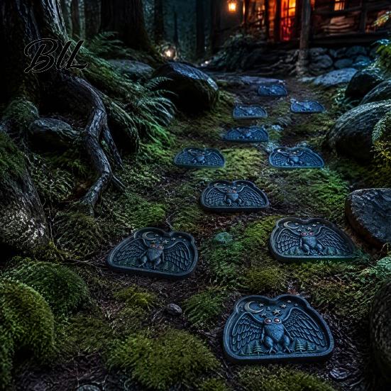 Garden Walkway Paver Reusable Rabbit Stepping Stone Mold, Concrete Cement Casting Mold for DIY Handmade Flagstone Maker Decor, Silicone Path