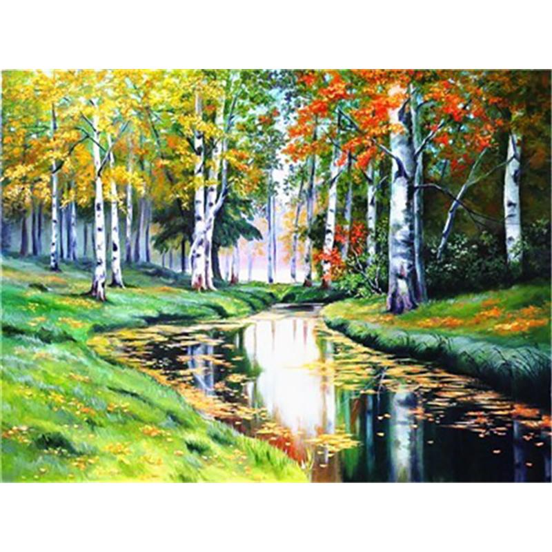 5D Diy Waterfall Diamond Painting Kit Celá kulatá vrtačka Krajina Diamantové vyšívání Mozaika Umělecké křížové stehy Domácí dekorace