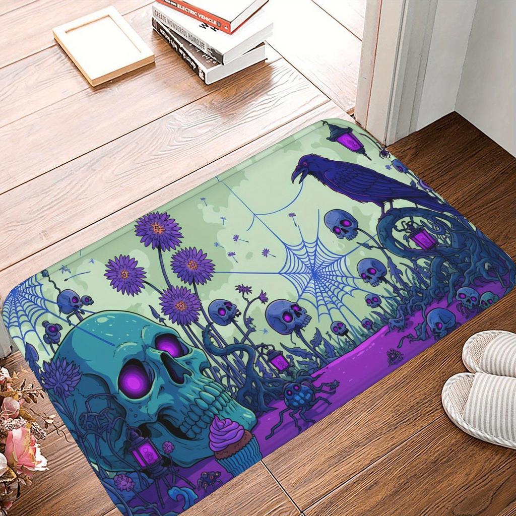 1PC Halloween skull Kitchen Rug Non-Slip Door Mat Pop design Bathroom Rug Bath Mat Carpet for Home Sink Laundry Decor