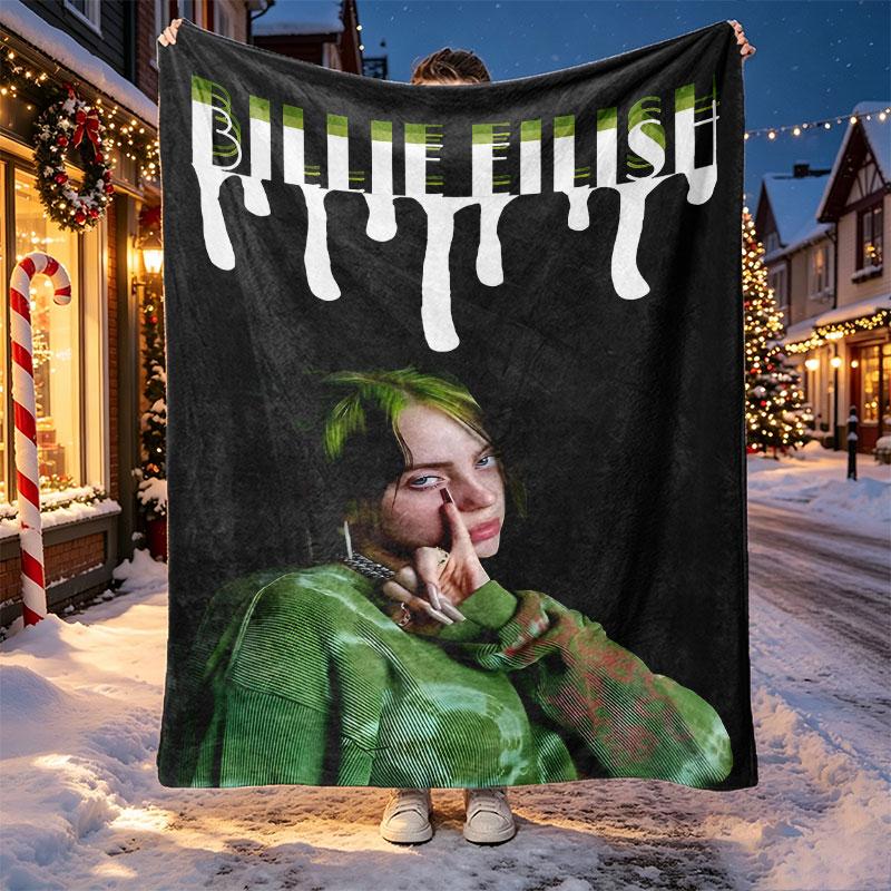 Billie Eilish Pattern Blanket for Home Decoration, Bed, Sofa, Car Travel, Camping, Suitable for All Seasons, Birthday Christmas Gift
