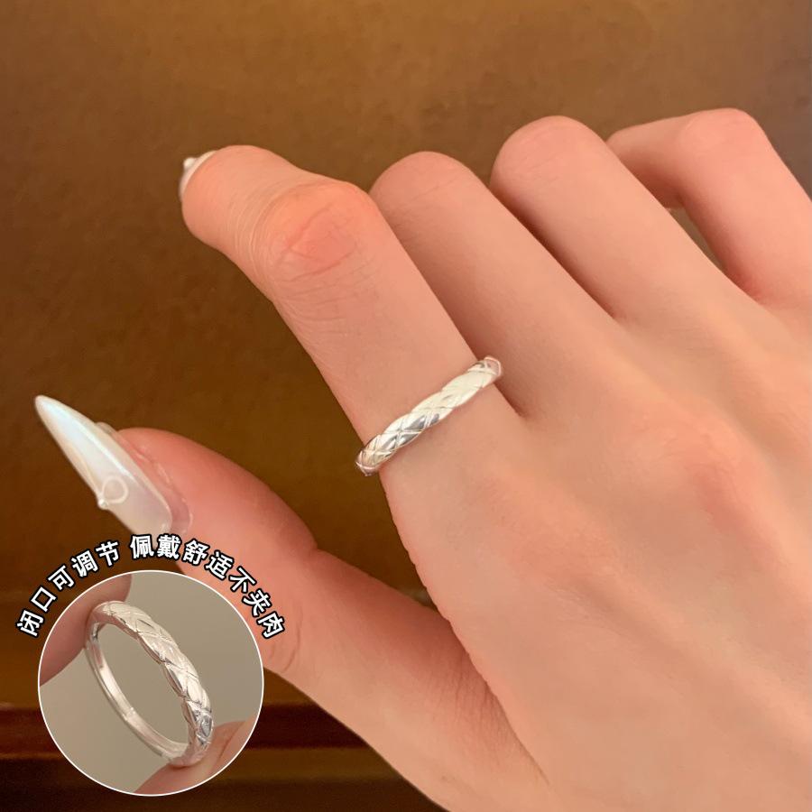 925 Sterling Silver Retro Brushed Open Finger Ring - Women's High-End Niche Light Luxury, Trendy and Non-Fading.
