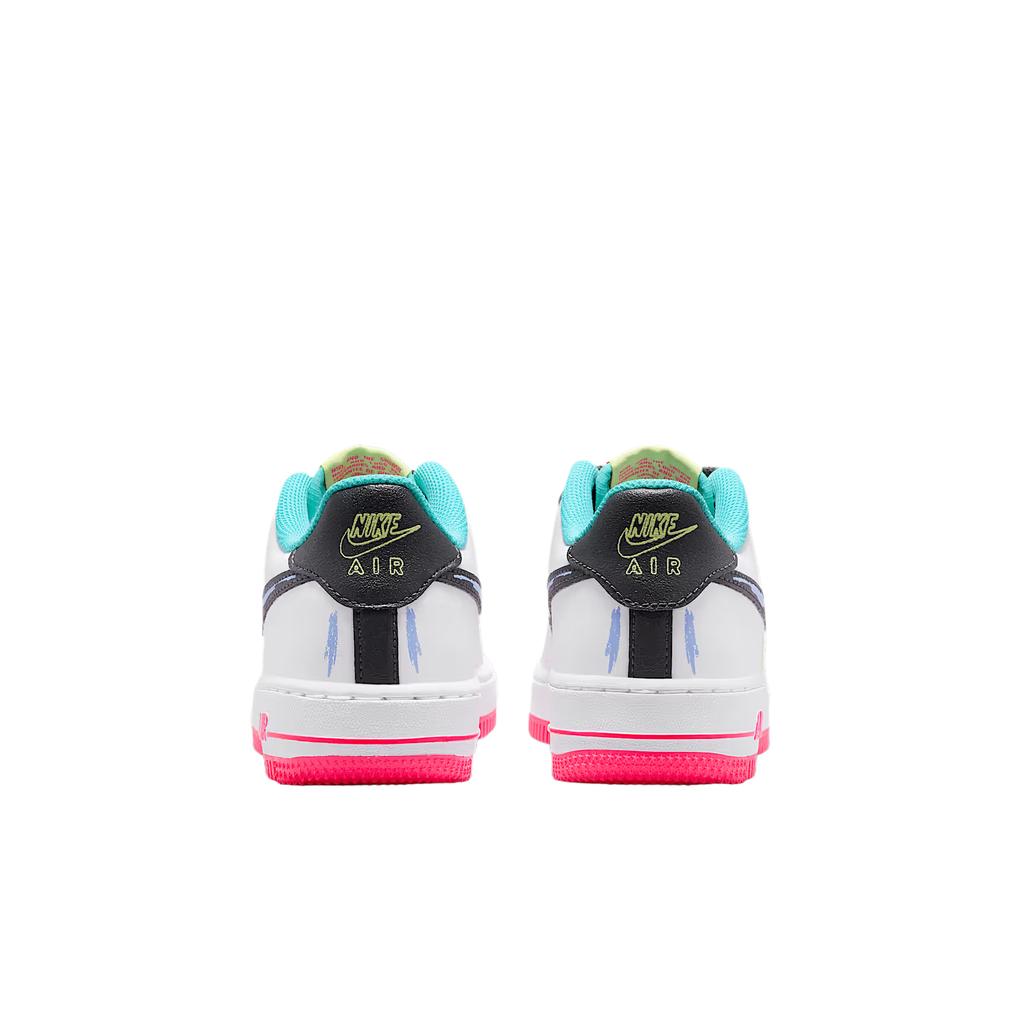 Nike Air Force 1 Low GS Branco Rosa Hiper Cactus Cinza Musgo Tênis Infantil IU3252-100