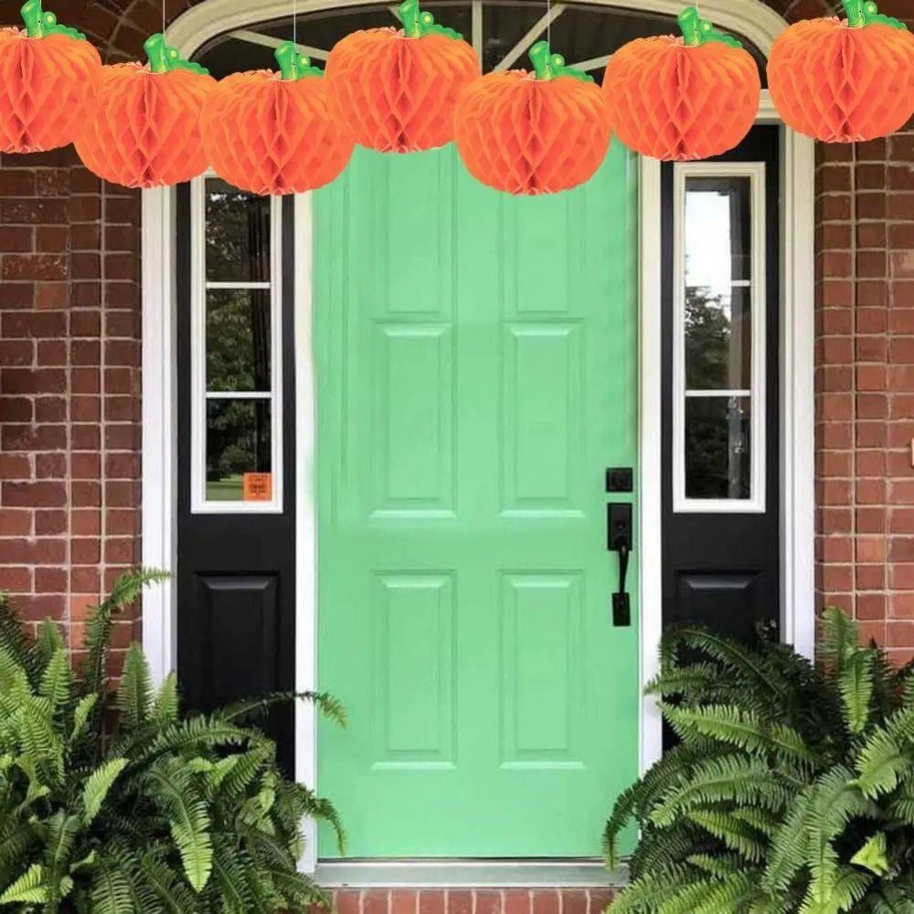 Colorful Pumpkin Honeycomb Ball Creative Halloween Paper Pendant Party Decoration Lantern Home