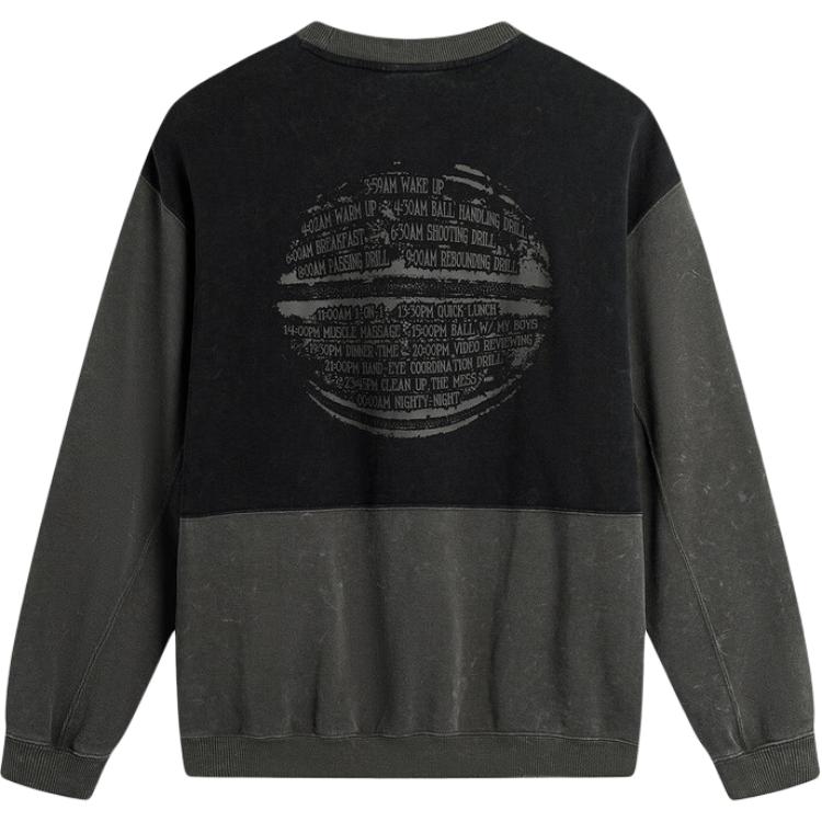 Li Ning Badfive Pullover Round Neck Loose Sports Long Sleeve Sweatshirt Men Sweatshirt Dark-Gray Black AWDU267-6
